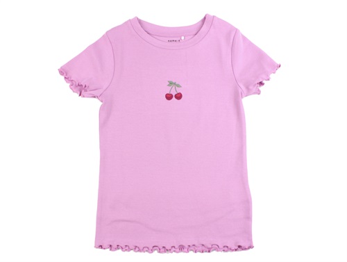 Name It Pastel Lavender Kirsebær Rib Top - Str.    9-10y 134/140cm