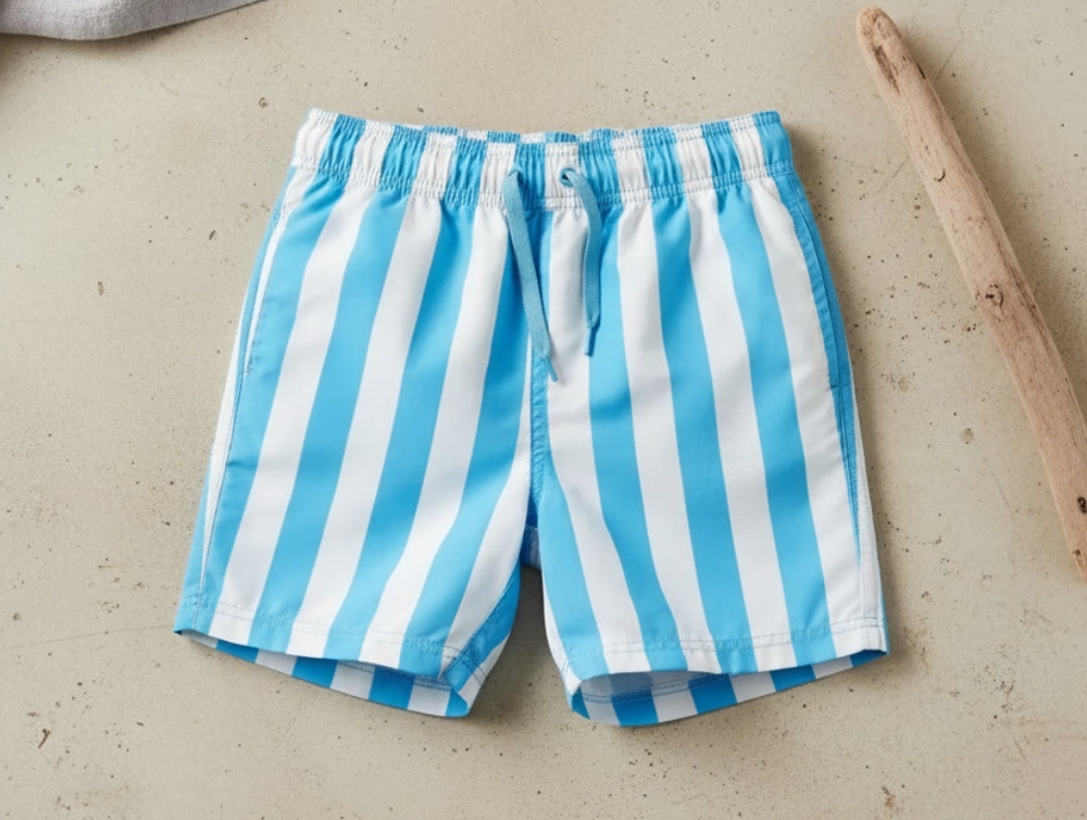 Name It Badeshorts Blå Stribet - Str. 8y 128cm billede