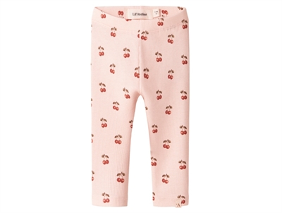 Lil' Atelier leggings silver peony med kirsebærprint