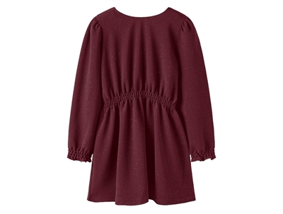 Name It kjole burgundy med glimmer og smocktalje