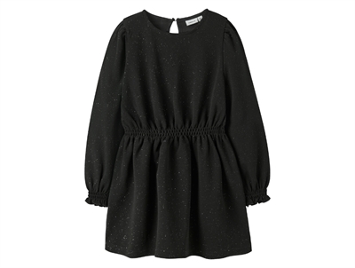 Name It kjole sort med glimmer og smocktalje