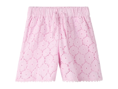Name It shorts i lyserød nuance med broderie anglaise