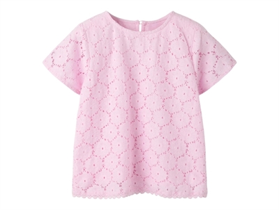 Name It top lyserød med broderie anglaise