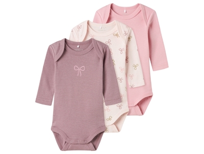 Name It 3-pak body i lyserøde nuancer med sløjfer