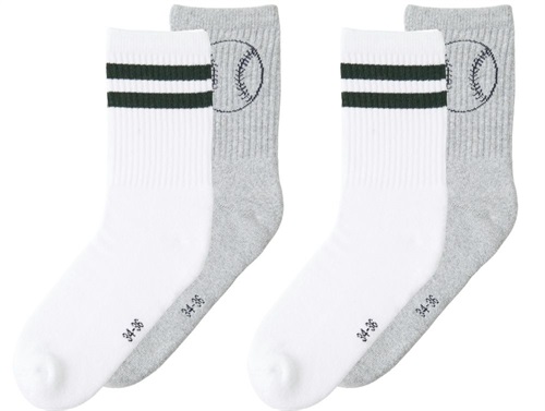 Name It Strømper Lys Grå Meleret Og Hvid 4-pak - Str. 34/36