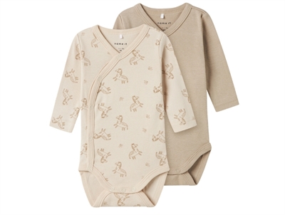 Name It body 2-pak i beige nuancer med zebra print