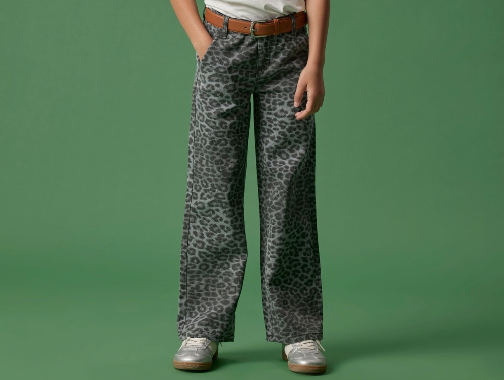 Name It Bukser Night Owl Grey Leopard Med Brede Ben - Str. 11y 146cm billede