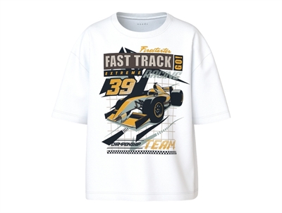 Name It t-shirt i hvid nuance med racerbil print