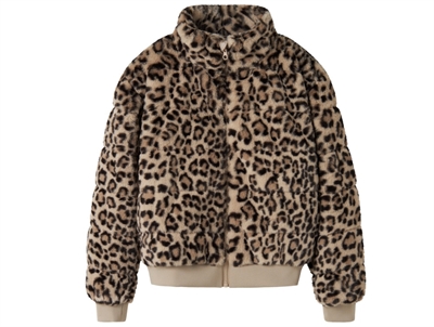 Name It teddyjakke humus leo med leopardprint