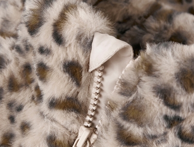 Name It teddyjakke grå med leopardprint lynlås detalje