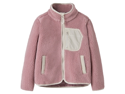 Name It teddy jakke i rosa woodrose med brystlomme foran