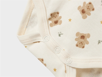 Name It body 3-pak i beige nuancer med bamseprint