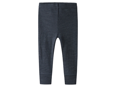 Name It leggings i ombre blue merinould med ribmønster set forfra