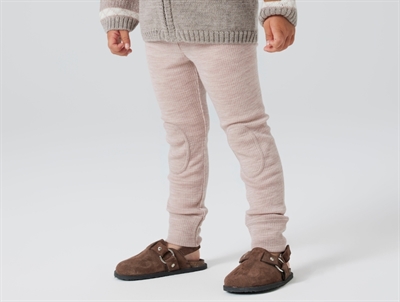 Name It leggings i shadow gray lys grå nuance i merinould med ribmønster på barn