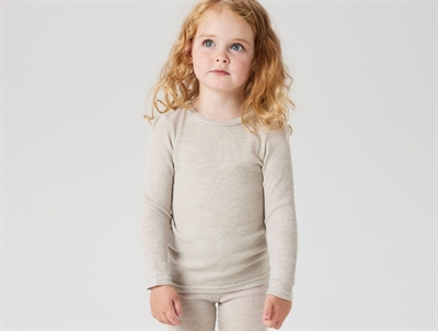 Name It t-shirt i nacreous cloud merinould rib på barn
