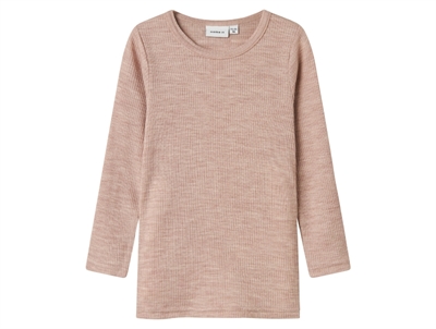 Name It uld bluse i støvet rosa nuance shadow gray med ribstruktur