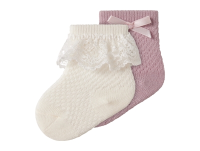 Name It strømper i violet ice med sløjfe 2-pak