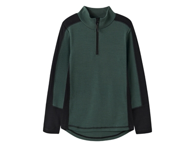 Name It merinould bluse i grøn nuance med sorte detaljer