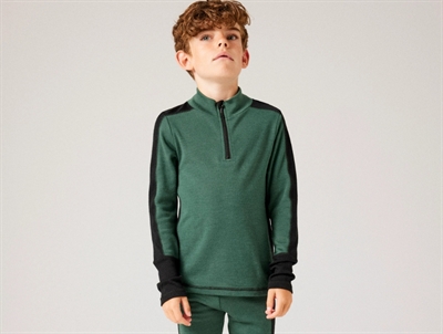 Name It merinould bluse i grøn nuance med sorte detaljer
