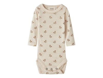 Lil\' Atelier merinould body turtledove med små blomster