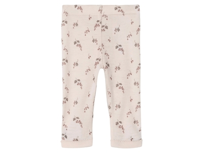 Lil' Atelier leggings morganite berry i merinould med bærprint