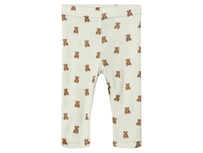 Lil' Atelier leggings turtledove melange i uld/modal med bamseprint