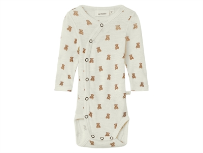 Lil' Atelier wrap body turtledove melange i uld modal med bamseprint