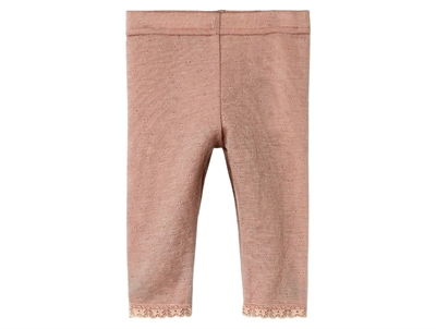 Lil' Atelier leggings roebuck i merinould med blondekant