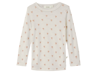 Lil' Atelier bluse turtledove melange i uld modal med sløjfeprint