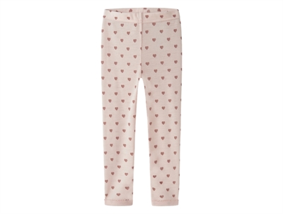 Lil' Atelier merinould leggings i lyserød nuance med hjerteprint