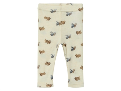 Lil' Atelier leggings turtledove melange i uld modal med flyprint