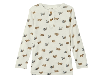 Lil' Atelier bluse turtledove melange i uld modal med flyprint