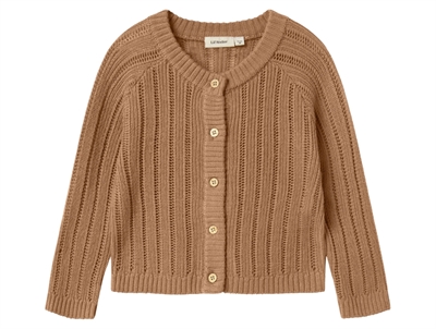 Lil' Atelier strikcardigan i brun nuance set forfra