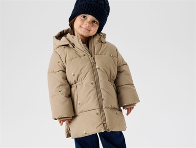 Name It pufferjakke brun med aftagelig hætte model