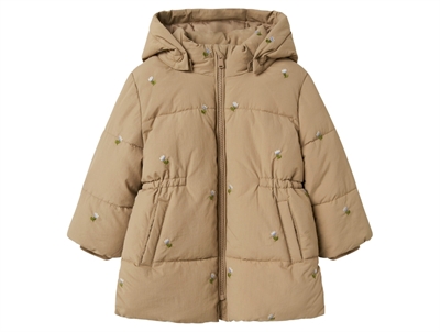 Name It pufferjakke brun med aftagelig hætte forside