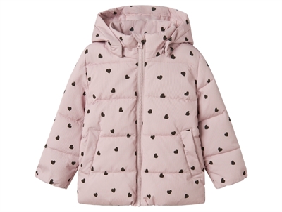 Name It pufferjakke i violet ice med hjerteprint forside