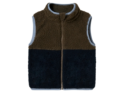 Name It teddyvest i morel og navy med høj hals forside