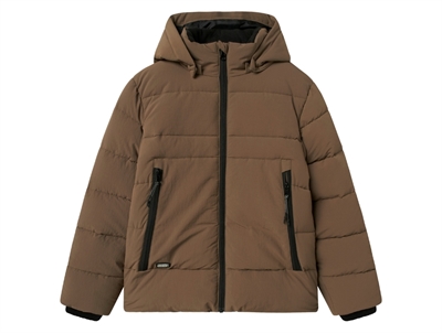 Name It pufferjakke brun til børn med aftagelig hætte