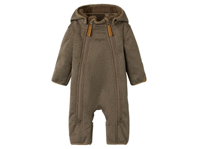 Lil' Atelier køredragt softshell brun Shitake Melange forfra