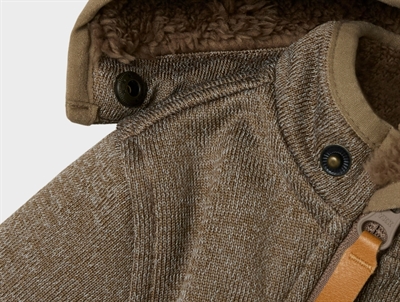 Lil\' Atelier køredragt softshell brun Shitake Melange hætte og lynlås detalje