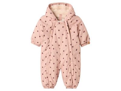 Lil' Atelier flyverdragt i rosa med mariehøneprint forfra