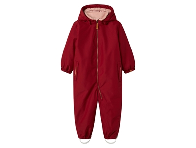 Lil\' Atelier flyverdragt i rød red dahlia med hætte og lynlås