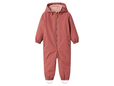 Lil' Atelier flyverdragt i rosa withered rose med hætte og lynlås