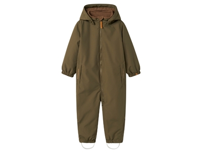 Lil' Atelier flyverdragt i grøn sea turtle med lynlås og hætte