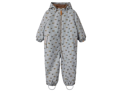 Lil' Atelier flyverdragt ultimate grey med flyprint og hætte