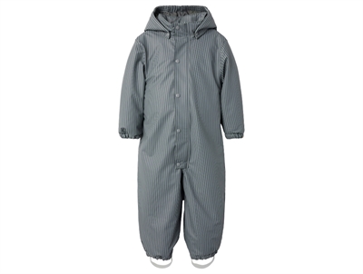 Lil' Atelier gummiflyverdragt grey med striber og fleecefor set forfra