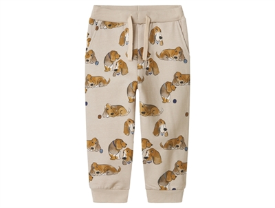 Name It sweatpants i råhvid nuance med hundeprint