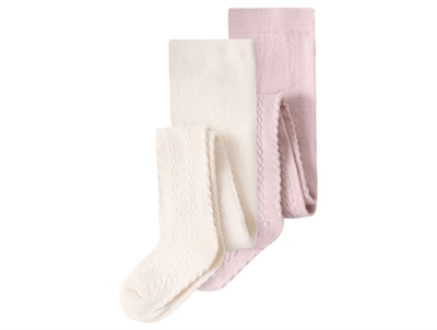 name it strømpebukser i råhvid  og rosa nuance med strukturmønster