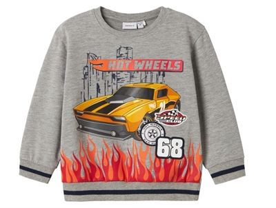 Name It sweatshirt i grå melange med Hot Wheels bilmotiv