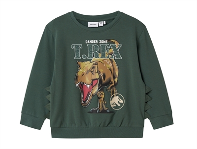 name it jurassic world sweatshirt i grøn nuance med t. rex print